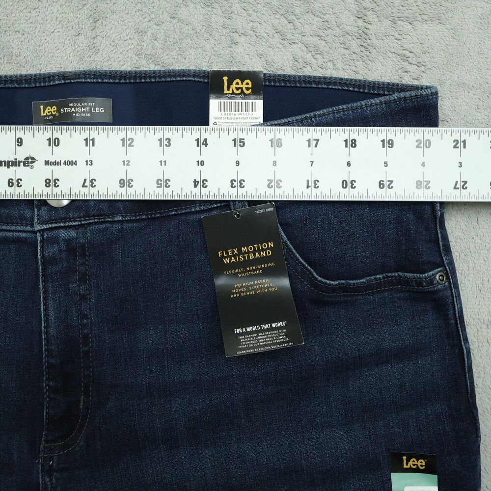 Lee Plus Jeans Women's Size 20W High-Rise Flex Straight Leg Denim 31" Inseam NWT - Picture 3 of 16